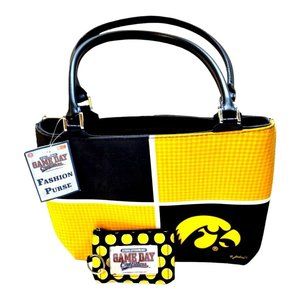 Women's Iowa Hawkeyes Game Day Checkered Purse Bag Accessory With ID Badge Nwt